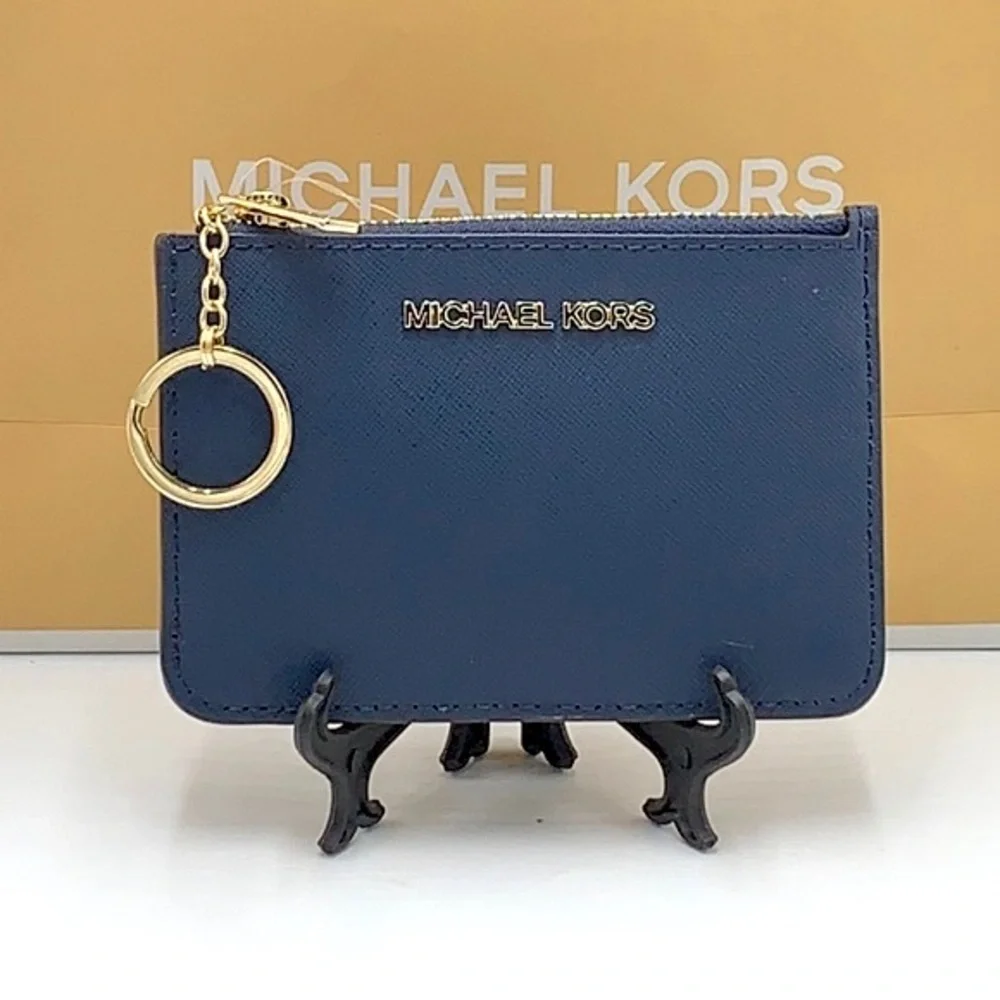 MICHAEL KORS SMALL TOP ZIP COINPOUCH WITH ID CARD NAVY  COLOR